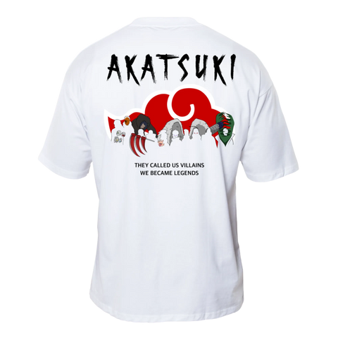 AKATSUKI LEGENDS Premium Anime T-Shirt – Ecru – Back View with Dark Silhouette Clan Design – Streetwear by RAKUN