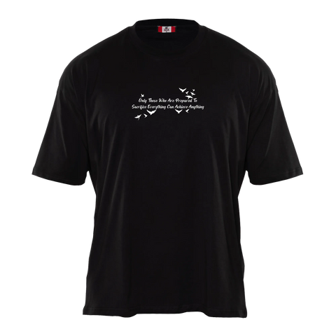 FREEDOM Premium Anime Shirt – Black – Front View with Quote and Birds – Streetwear by RAKUN