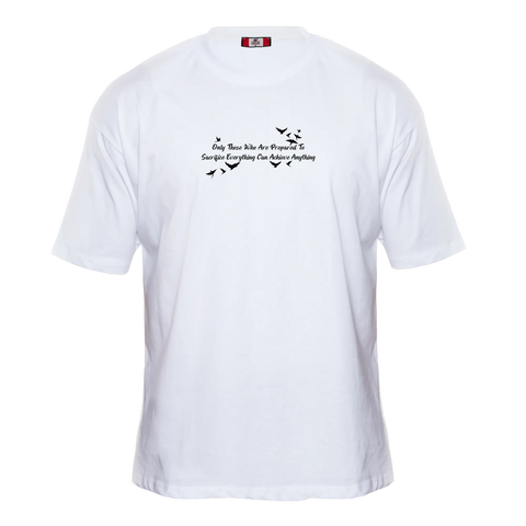 FREEDOM Premium Anime Shirt – Ecru – Front View with Quote and Birds – Streetwear by RAKUN
