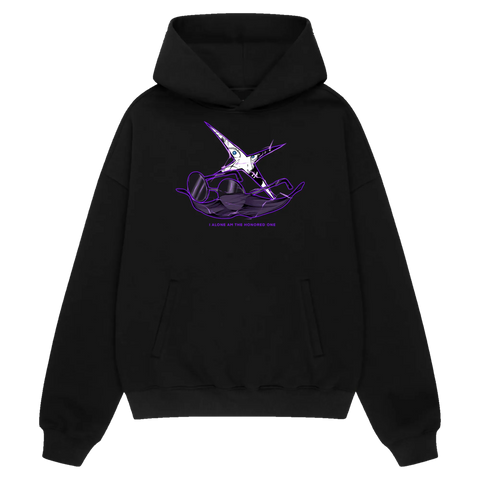 HONORED ONE Premium Anime Hoodie – Black – Front View – Streetwear by RAKUN