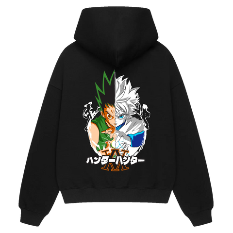 K. & G. Premium Anime Hoodie – Black – Back View with Anime Duo Design – Streetwear by RAKUN