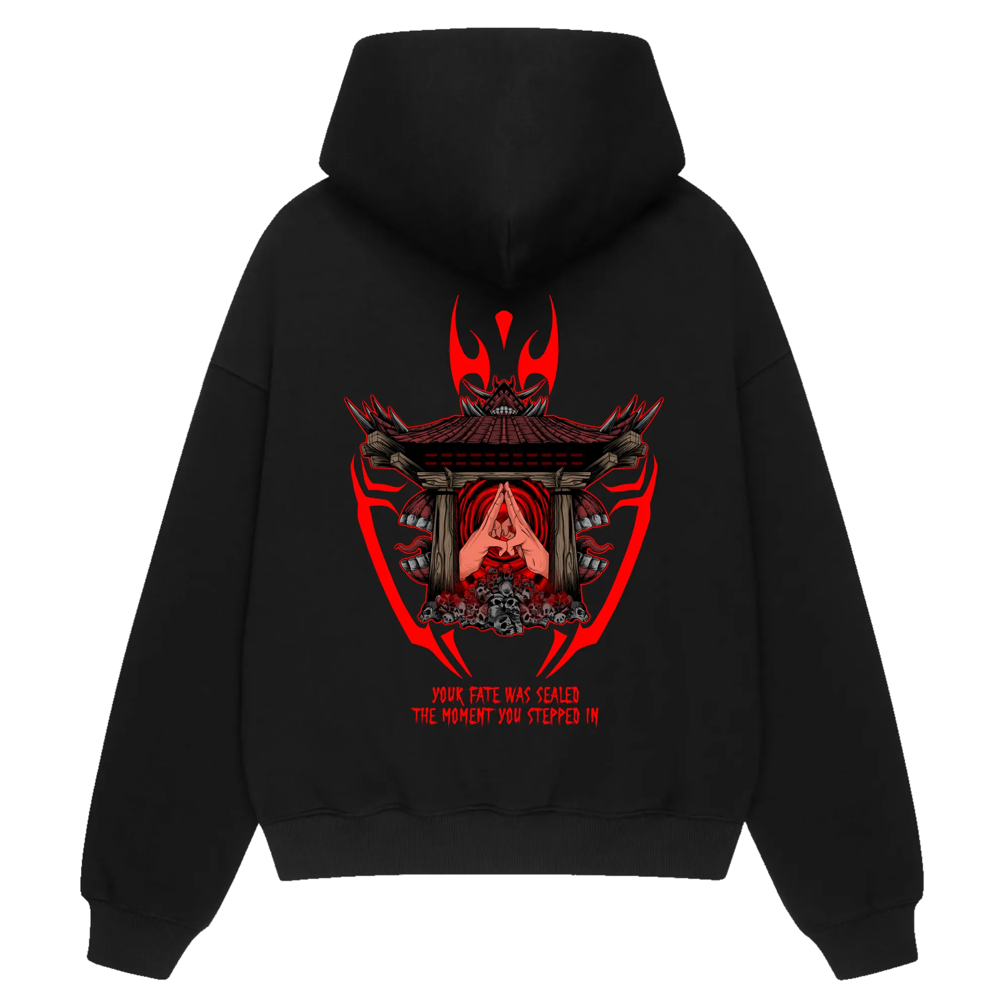 MY DOMAIN MY RULES Premium Hoodie – Back View with Main Design – Anime-Inspired Streetwear by RAKUN