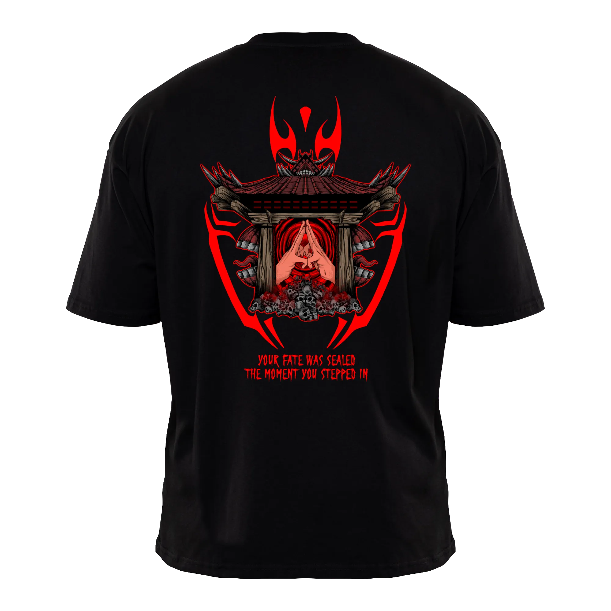 MY DOMAIN MY RULES Premium Anime T-Shirt – Black – Back View with Main Design – Streetwear by RAKUN