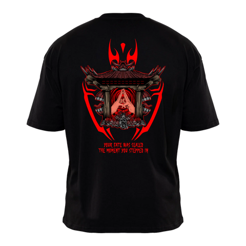 MY DOMAIN MY RULES Premium Anime T-Shirt – Black – Back View with Main Design – Streetwear by RAKUN