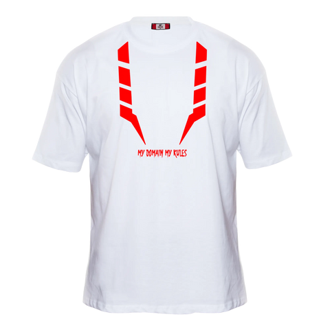 MY DOMAIN MY RULES Premium Anime T-Shirt – Ecru – Front View – Streetwear by RAKUN